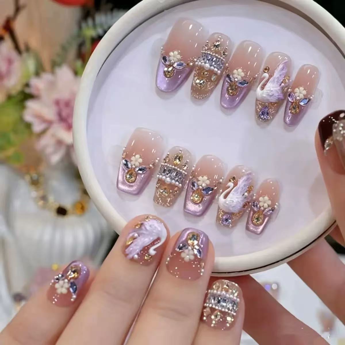 Secret Garden Bunny | Premium Handmade Luxury Press-On Nails